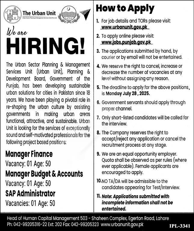 Punjab Government Urban Unit Jobs 2025 Employment Opportunities
Punjab Government Urban Unit Jobs 2025 Employment Opportunities
