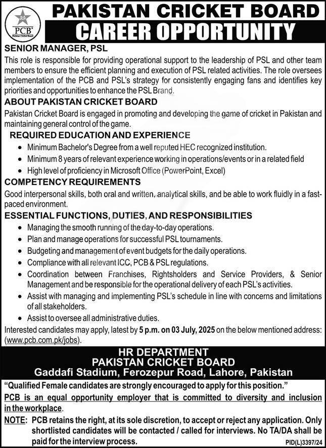 Pakistan Super League Jobs