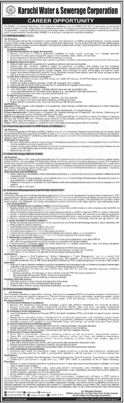 Karachi Water and Sewerage Board Jobs